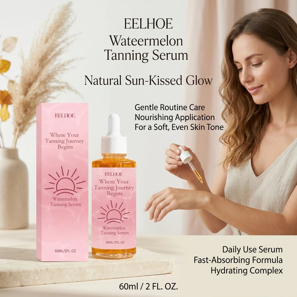 Watermelon Tanning Serum Moisturizing Evens Bronzed Glow Skin Tone Improve Skin Texture Natural Sun-Kissed Body Tanning Essence