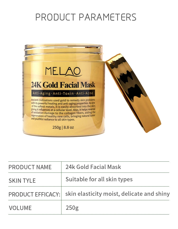 MELAO 24K Gold Collagen Facial Mask - Moisturizing Mud Mask 250g