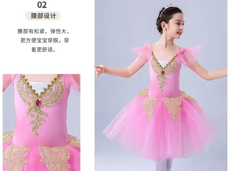 Girls Clothes Ballerine Baby Dresses Vestido Outfit Girl Ballet Leotards Robe Fille Summer Kids Ballet Dress Tutu Dance Costumes