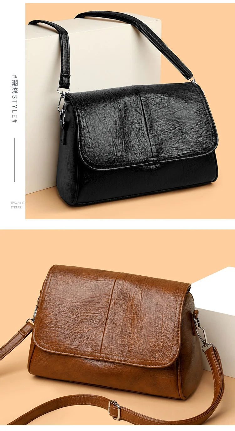 Retro Oil Wax Leather Crossbody Bag,with Textured and Vintage Feel,Simple and Elegant Flap Design,and Adjustable Shoulder Strap
