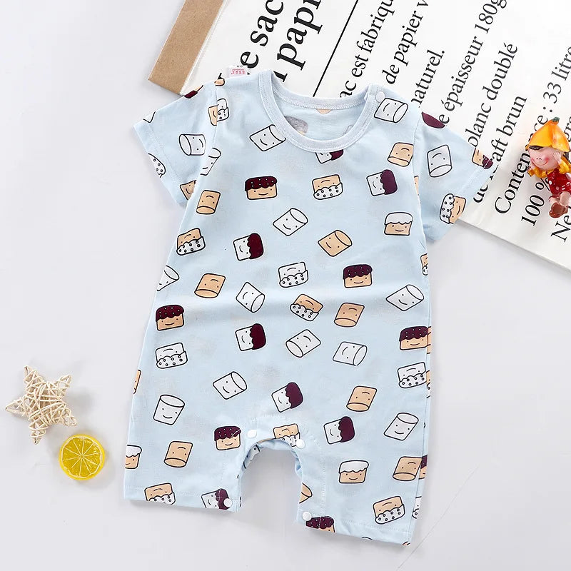 Baby Unisex Romper Jumpsuit - 100% Cotton Short-Sleeve Animal Print
