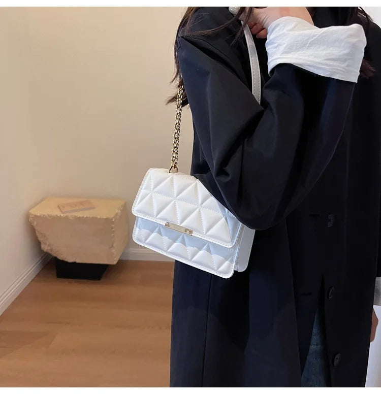 Women Quilted Chain Crossbody Bag Fashion Small Square Shoulder Purse Multi Color Casual Daily Handbag