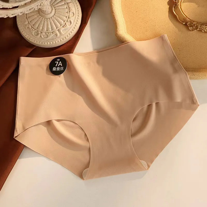 6pcs Seamless Mulberry Silk Panties Women's Ultra-thin Underwear Sexy High-elastic Soft Breathable Female Daily Panties