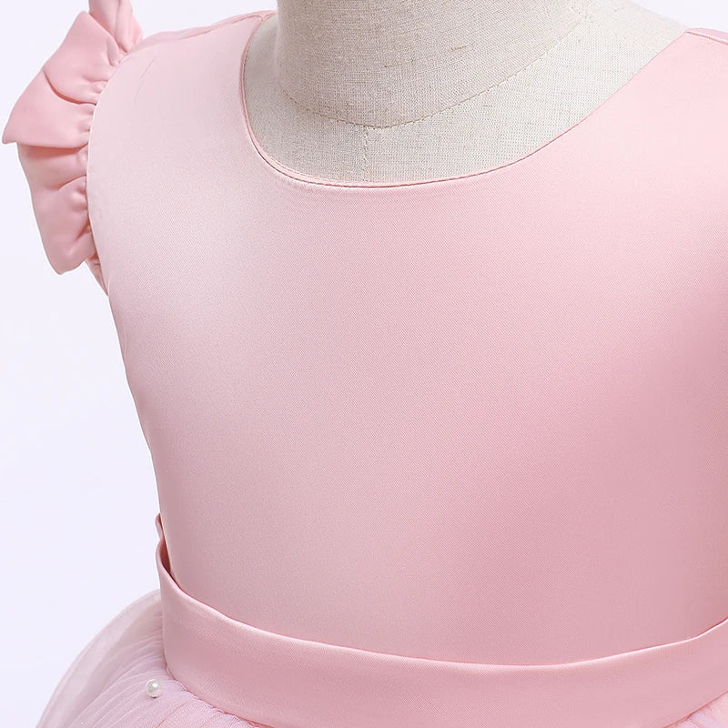 New Girls Puffy Dress Summer Tulle Fashion Little Princess Dress Piano Performance Costume Host Costume 2-10 Years Kids Clothes