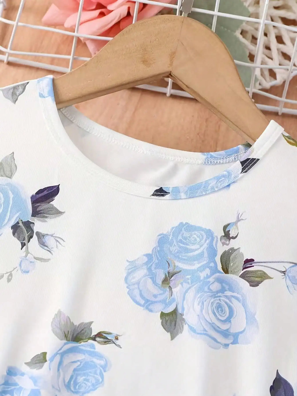 Summer 2026 Children's & Women's Cute Plush Dress with Small Flying Sleeves Round Neck Print Design New Collection