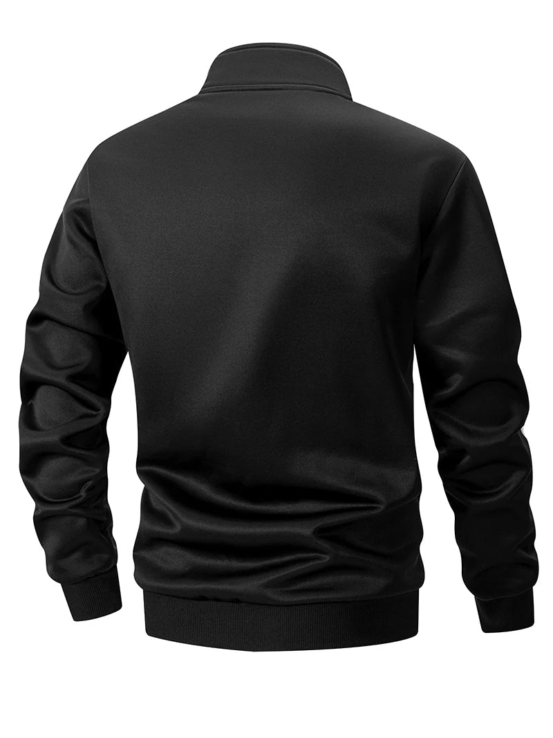 Men's Colorblock Patchwork Sporty Jacket with Kanga Pocket Fall Winter Fleece Lined Warm Long Sleeve Zip Up Coat Outwear Tops