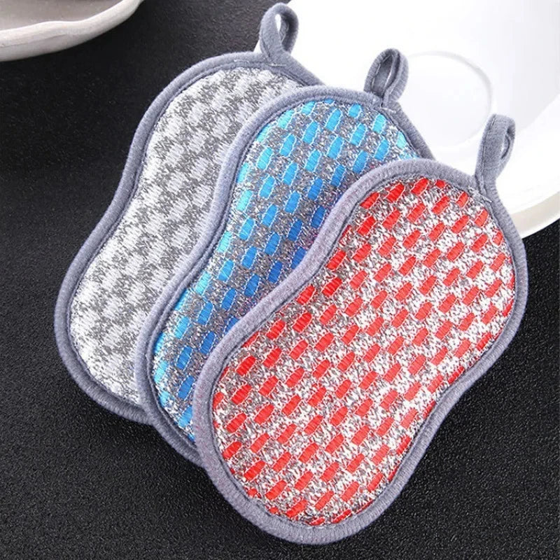 Esponja de limpieza de cocina, esponja de doble cara, estropajos para lavar platos, estropajo, paño de cocina, herramientas de limpieza de cocina