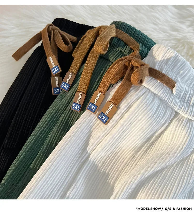 Ice Silk Casual Shorts Unisex Thin American Style Quick Dry Loose Large Size Beach Five-Quarter Pants Summer Lightweight Comfort