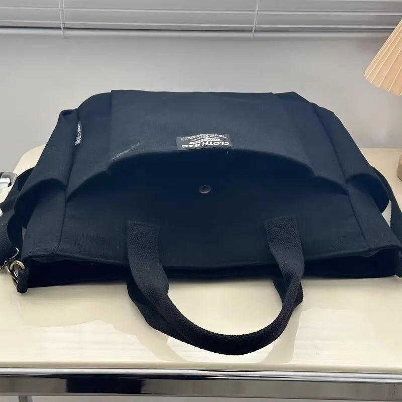 Canvas Ladies Bag Simple Student Large Capacity Horizontal Commuter Shoulder Slanting Portable Handbag