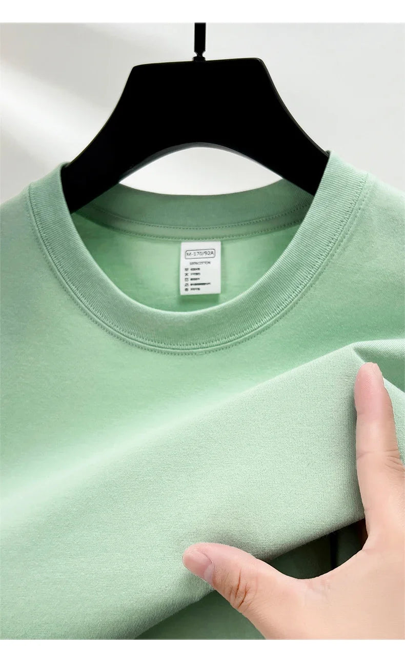 100% Pure Cotton Summer High-end Brand Men's Short Sleeve Round Neck Fashionable Style Half Sleeved Top Breathable T-shirt