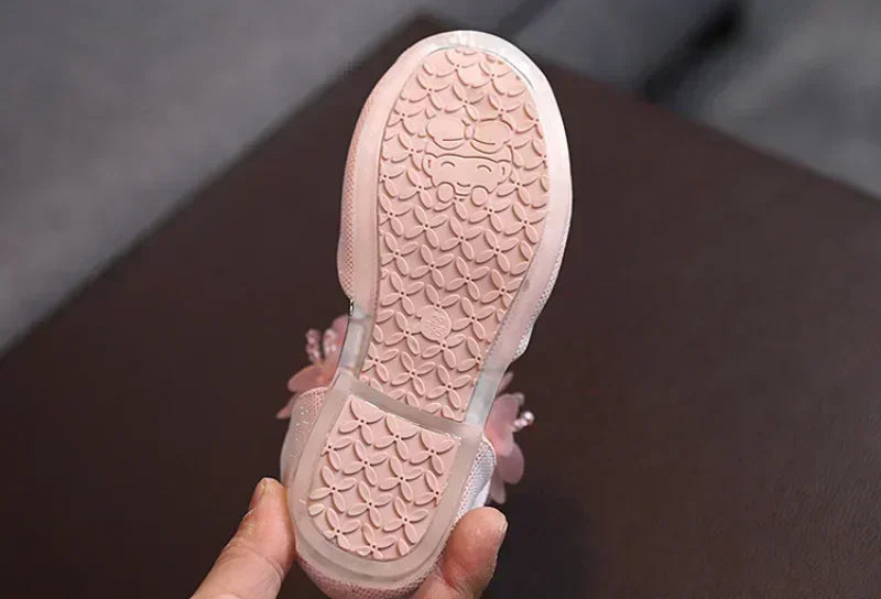 Summer New Style Children's Sandals Girls Fashion Rhinestone Flower Princess Shoes Little Girls Soft Soled Dance Shoes Girls