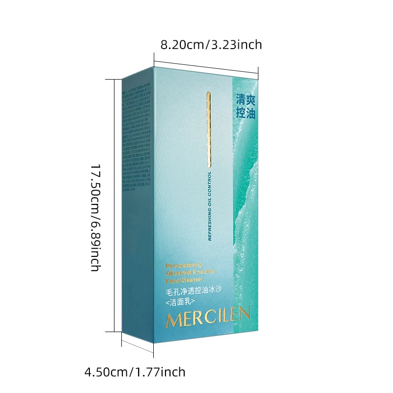 Mercilen Pore Cleansing Oil Control Smoothie Cleanser 150g, Contains Vitamin E, Salicylic Acid, and Collagen to Deeply Cleanse Dirt, Remove Makeup, and Clean the Skin Without Making It Tight, Leaving the Skin Hydrated and Cle
