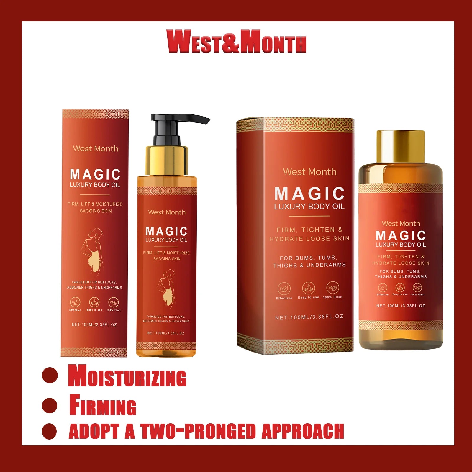 West Montr Body Tightening Moisturizing Oil and Moisturizing Oil Moisturize Soft and Tightening Skin Daily Care Nourishing Oil