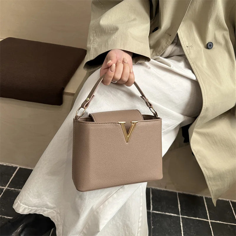 Minimalist Square Shoulder Bag - Women's PU Crossbody Handbag