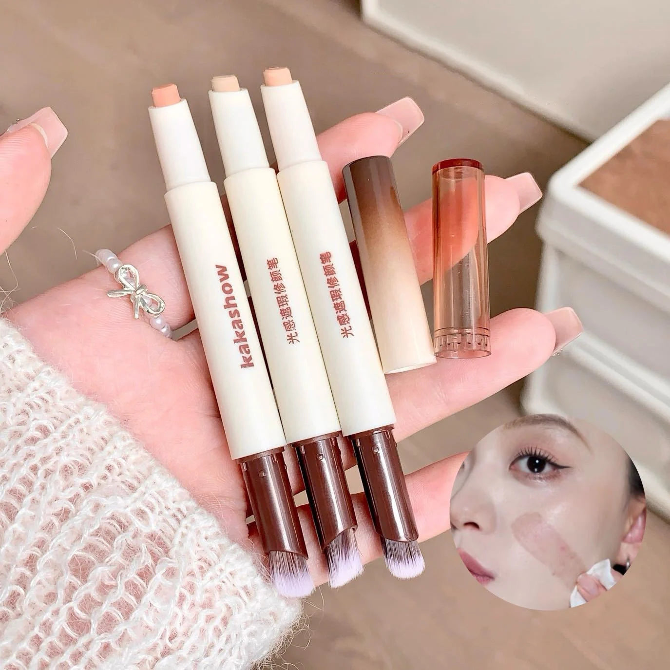 Face Concealer Pen Long Lasting Cover Dark Circles Corrector Contour Concealers Stick High Gloss Brighten Face Cosmetic Makeup