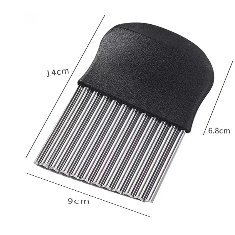 Cortador Ondulado de Patatas Fritas de Acero Inoxidable para Masa, Verduras, Frutas, Cuchillo de Cocina, Picador, Herramientas para Hacer Patatas Fritas, Gadget