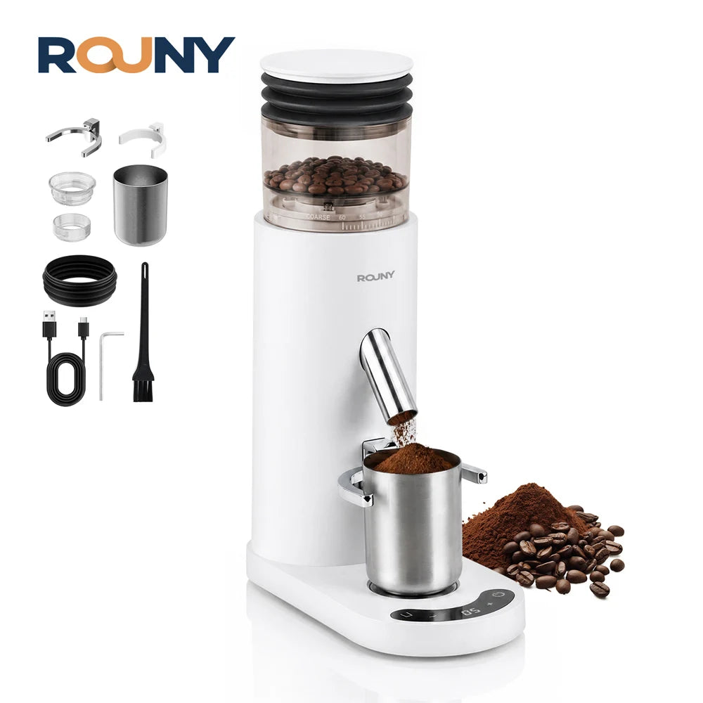 Portable Cordless Burr Coffee Grinder,60‑Speed Fine‑Coarse Adjustment,Rechargeable Coffee Mill for Camping, RV, Office & Kitchen