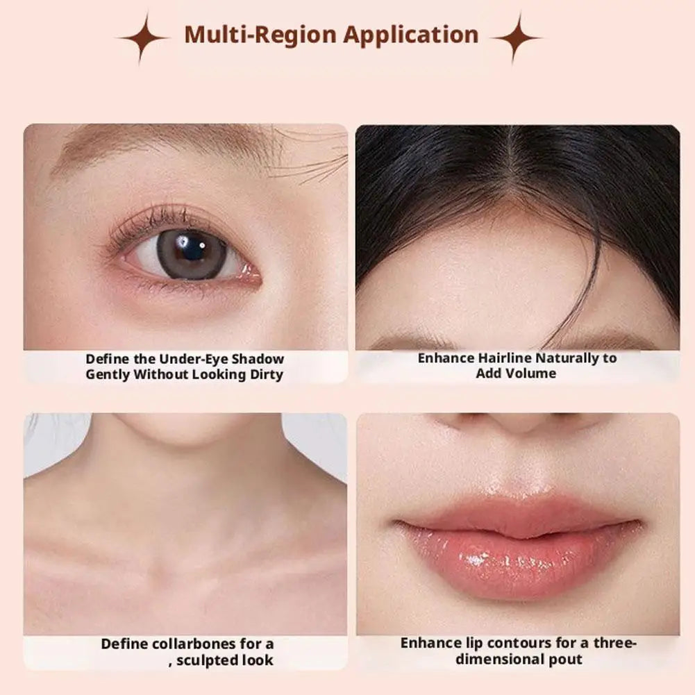 3D Contouring Pen Matte Bronzer Stick Nose Shadow Contour Pen With Brush  Long Lasting Waterproof Cream-Textured Nose Shadow Pen
