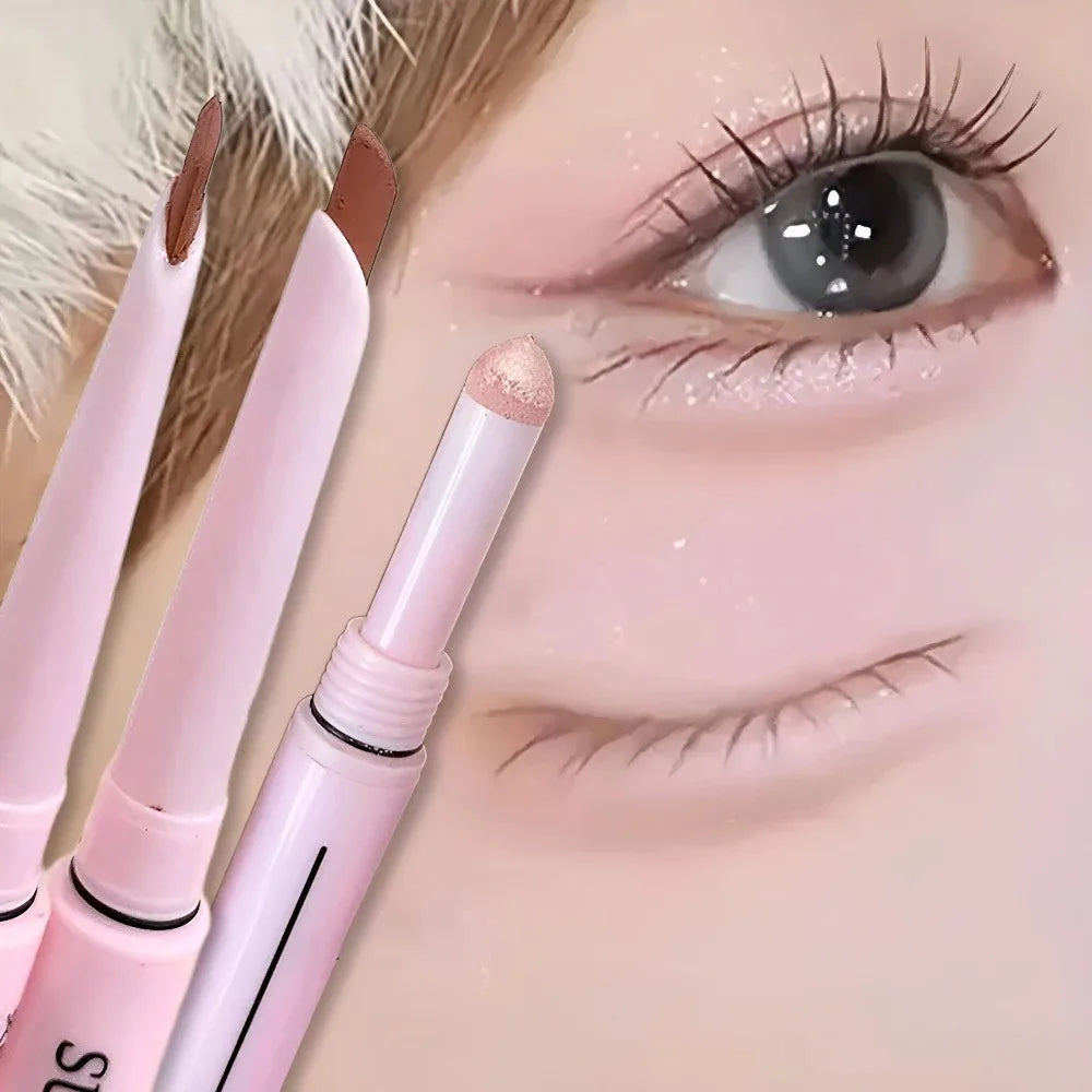 Dual End Glitter Matte Aegyosal Pen Brightening Highlight & Shadow Stick Eye Makeup Lying Silkworm Eyeliner Gel Pencil 애교살 펜