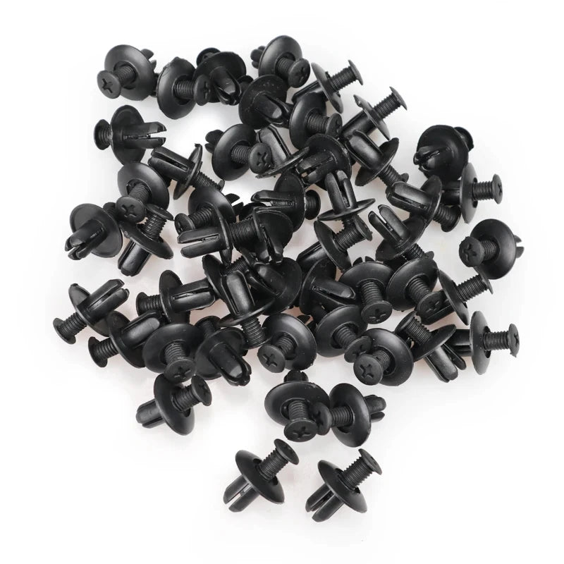 8mm Plastic Car Bumper Fender Retainer Clips - 20-100pcs Black