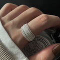 Personality Design Trendy Silver Color Multi-Line Ring For Women'S Girl Charm Opening Irregularity Finger Ring Set Jewelry