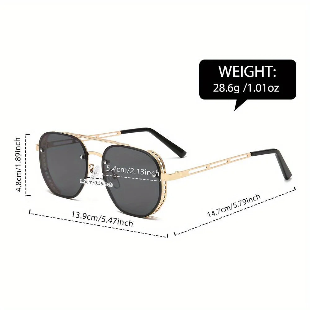 Classic and fashionable double-beam metal sunglasses, high-end, simple and versatile Sun Glasses for Man Women