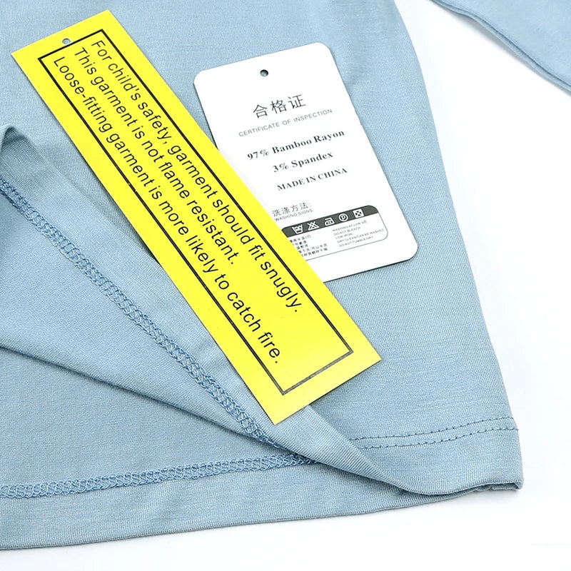 2026 New Arrivals Bamboo Fiber Toddler Baby Children's Pajamas Sets Suit For Girls Solid Long Sleeve Top+Pants Boys Sleepwear