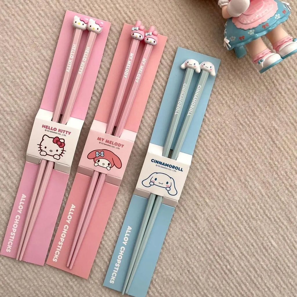 Palillos bonitos de dibujos animados con diseño de animales Kawaii, cubiertos japoneses reutilizables, accesorios de cocina y comedor, regalo para adolescentes al por mayor