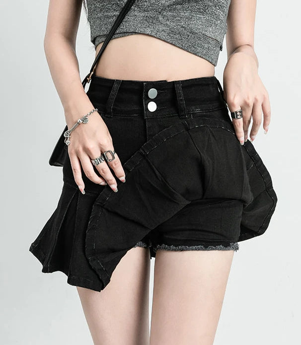 Female Jeans Skirts Ruffle Gyaru Women's Denim Skirt Flare New In Clothing Trend 2025 V Offer Aesthetic Hot Y2k Vintage Casual