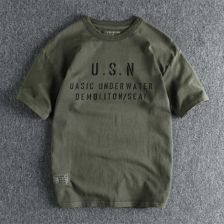 Summer New American Retro Short-sleeved O-neck Letter Printed T-shirt Men's Fashion Simple 100% Cotton Washed Casual Sport Tops