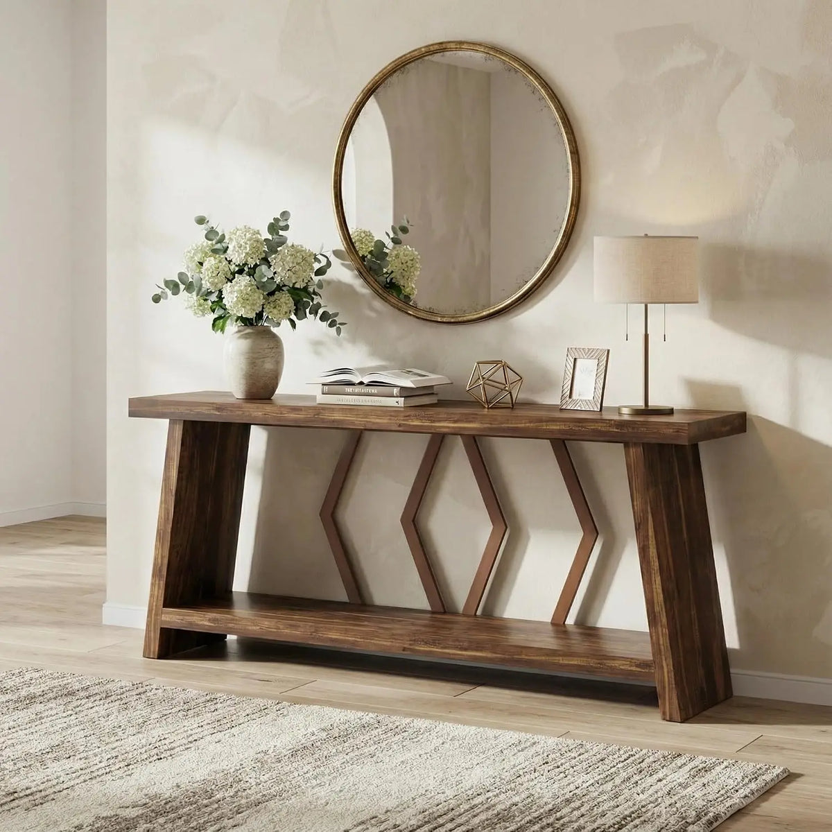 71" Narrow Console Sofa Table with Storage, Wood Farmhouse Entryway Hallway Accent Table, 71x12x32, Customized