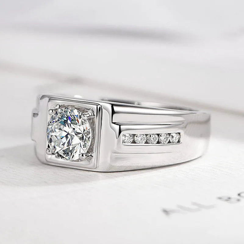 925 Sliver Man Rings Shining Zircon for Man Women Wedding Engagement Jewelry Fashion Luxury