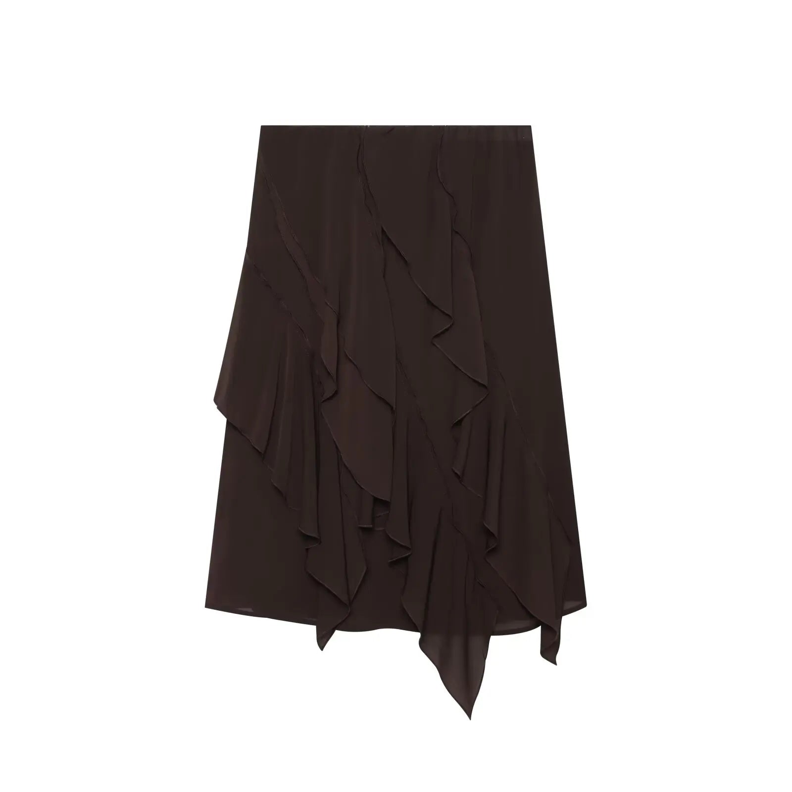 Women's Skirts Summer 2026 New Brown Ruffled Elastic Waist Skirts Women's Fashion Elegant Office Youth Summer Skirts Street
