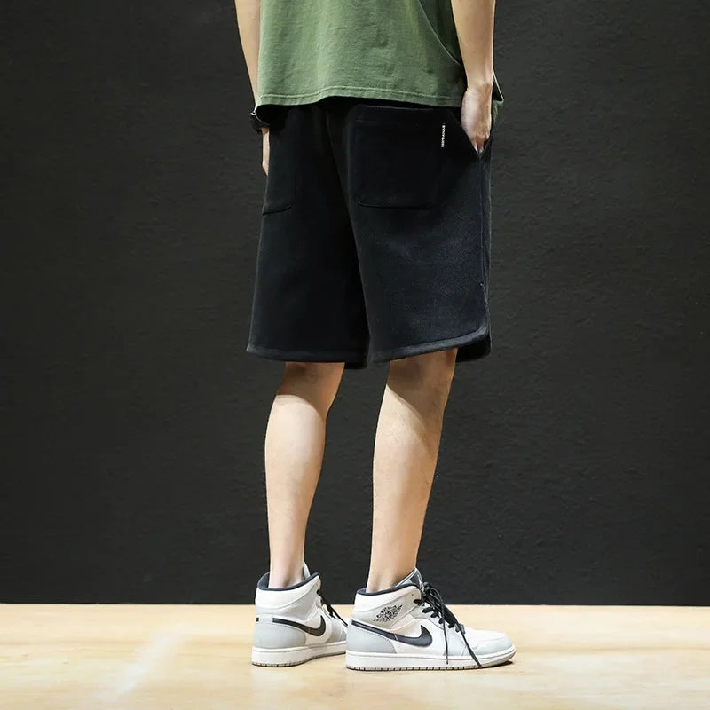 American Style High Street Men's Summer Thin Knit Sweatpants Casual Trendy Brand Plus Size Straight Leg Loose Fit Five Minute Pa
