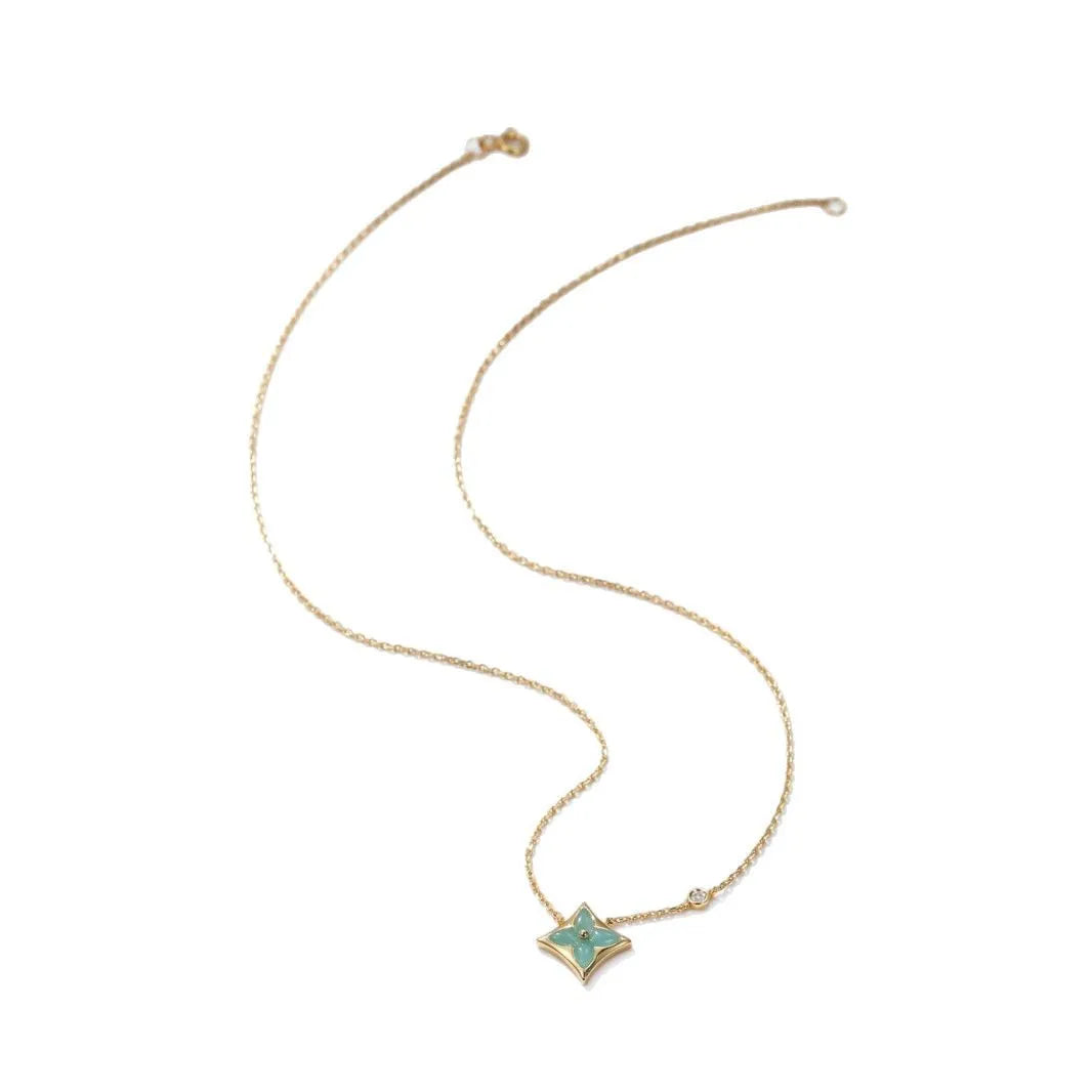 Classic Floral Indigo Stone Gold Plated Bracelet Women's Luxury Single Flower Embedded Rhombus Fashion Alloy Geometric Chain