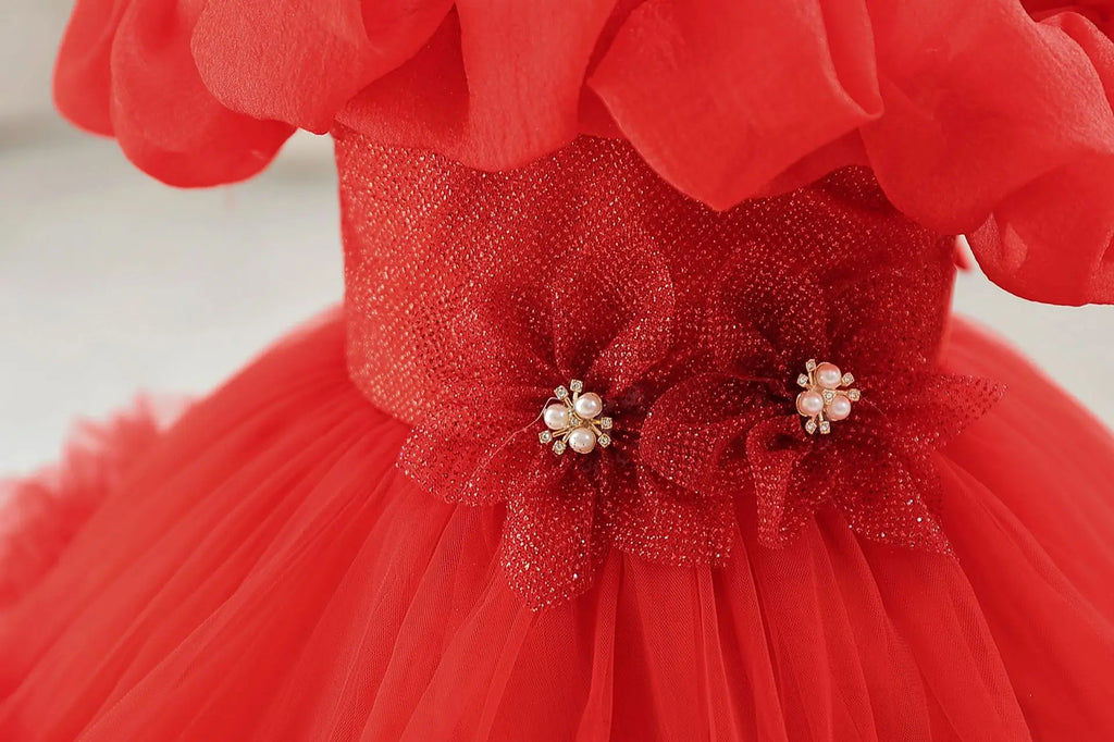 HETISO Girls Princess Flower Dress Tutu Sleeve Baby Toddler Children's Birthday Party Ball Gown for 0-5 Years