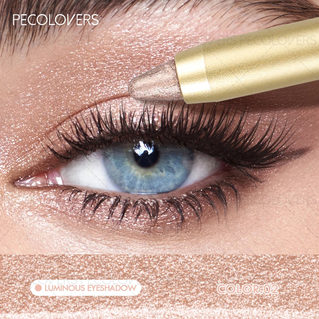 Smudge-Proof & Waterproof Eyeshadow Stick,Dual-Ended Eye With Shadow Stick,Sponge Brush,Glitter & Matte Finishes