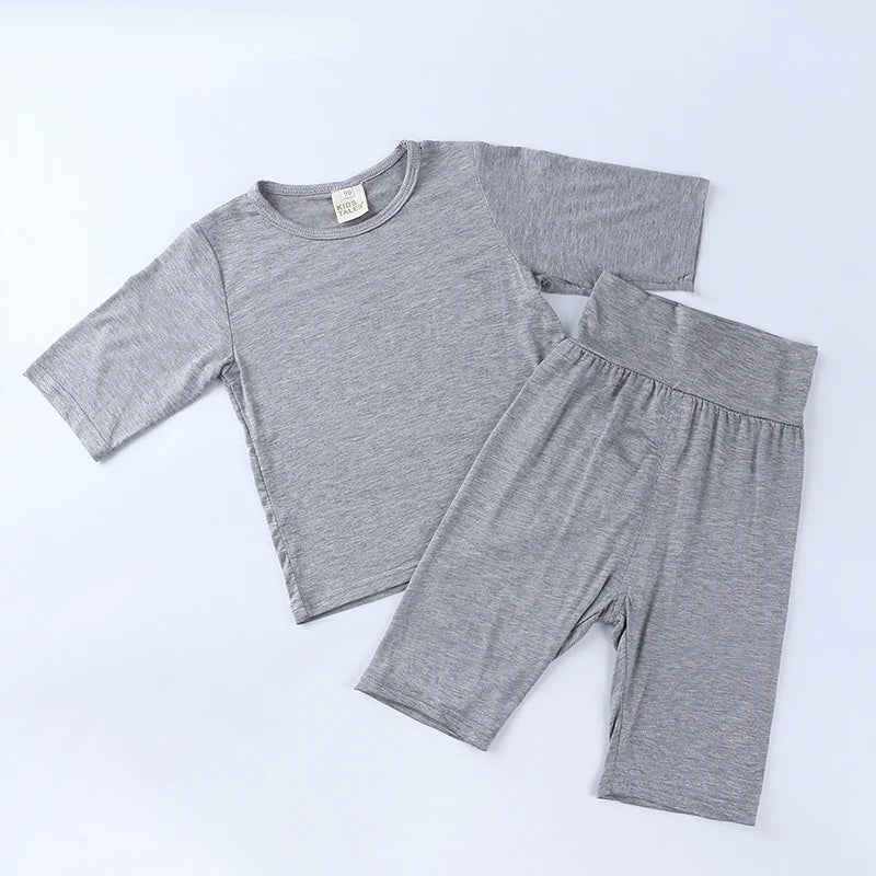 2026 New Kids Half Sleeve Pajamas Sets Soft & Breathable Sleepwear for Toddler Boys Girls Infant Baby Comfortable Home Wear