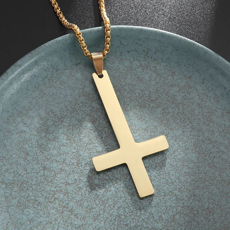 Jesus Christ Cross Mens Necklace Gold Color Cross Religious Pendant Necklace Accessory Chain Accessories