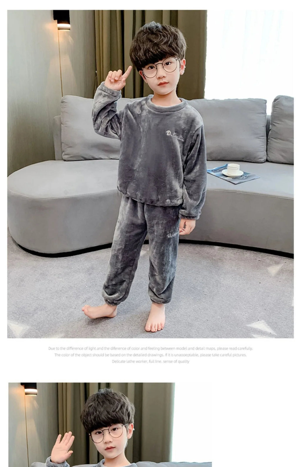 2pcs Boy Girl Kids Fall Winter Sleepwear Toddler Children Baby Coral Fleece Warm Sweatshirt Pant Set Flannel Pajama Pullover Top