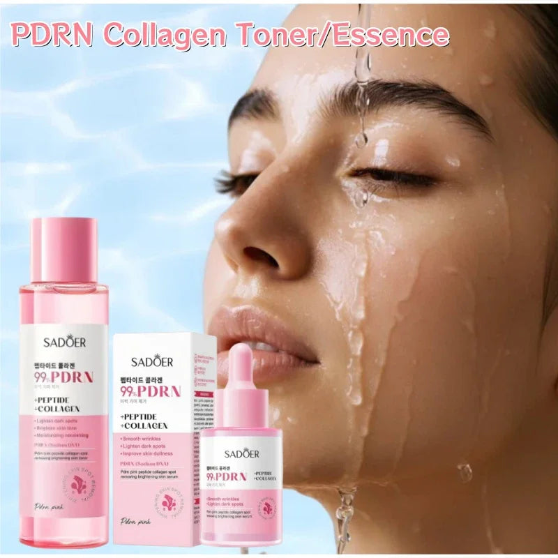 Pink PDRN Collagen Rich Essence With Peptides Salmon Moisturizing Toner,Refreshing Non-sticky Skin Care Serum For All Skin Types