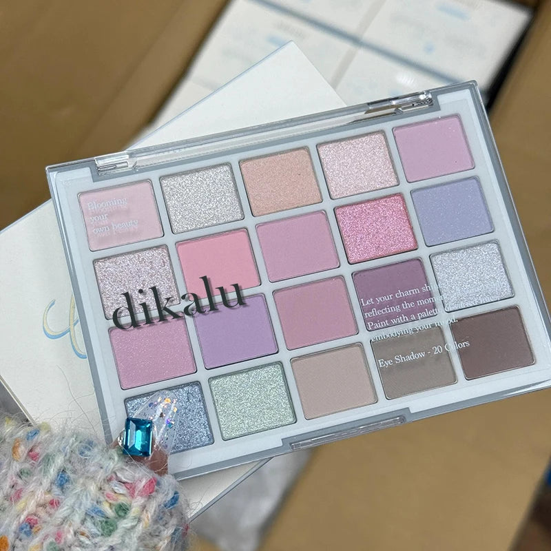 DIKALU 20-Color Korean Low Saturation Eyeshadow Tray Matte Waterproof Brown Pink Eye Shadow Palette Long-lasting Daily Makeup