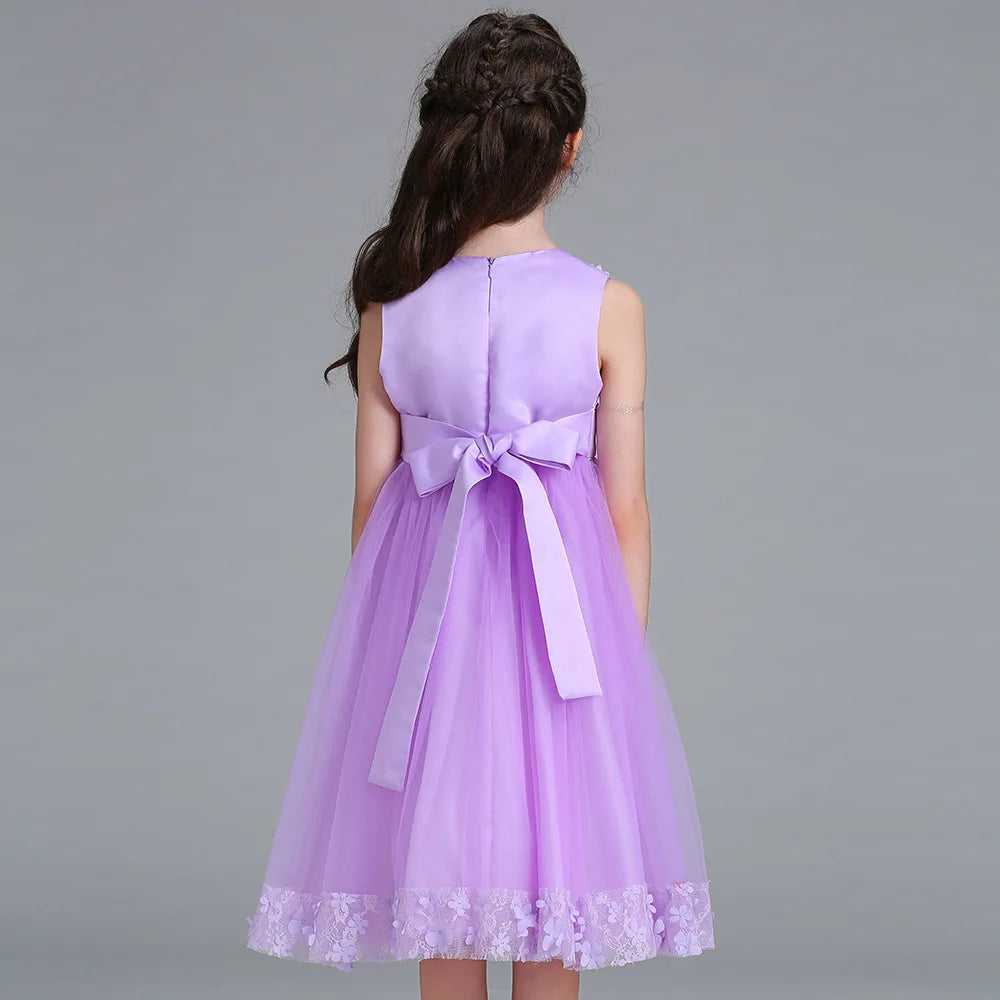 Elegant Flower Girls Princess Dresses Tulle Wedding Christmas Party Birthday Prom Dress for Kids Teens Children Clothing Vestido