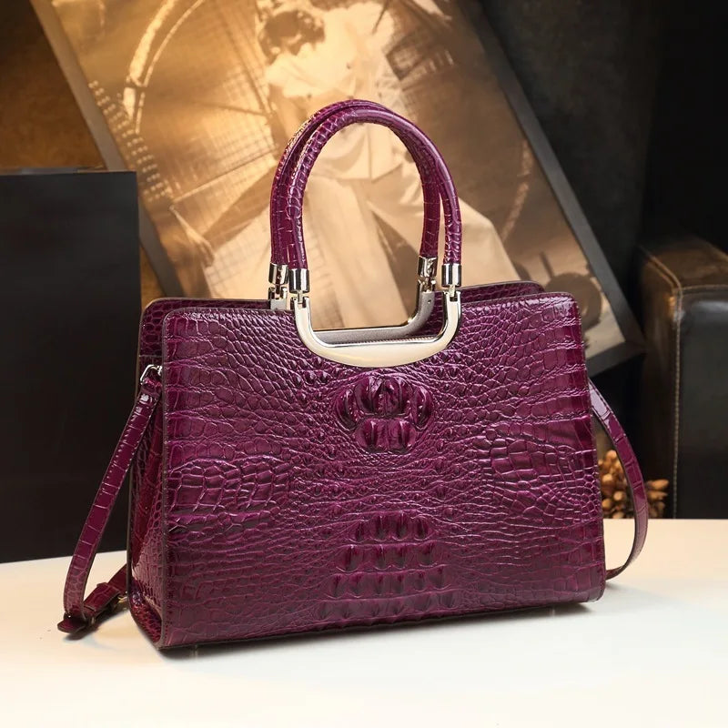 2026 New Ladies Large Tote Business Bag Luxury Leather Crocodile Pattern High Capacity Handbag Single Shoulder Bag for Women
