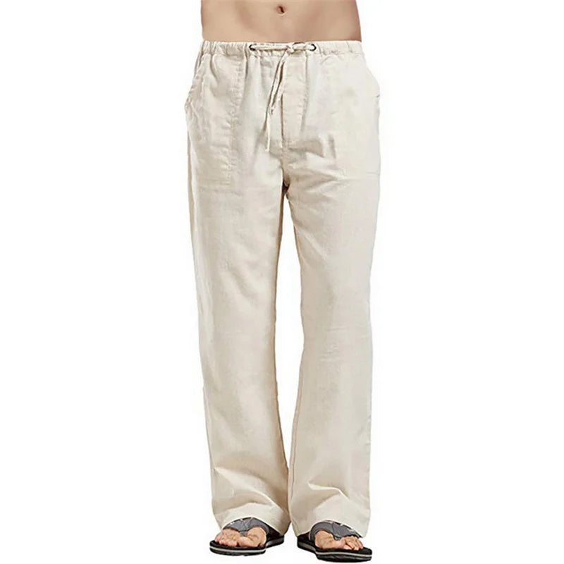 Spring Linen Wide Men Pants Korean Trousers Oversize Cotton Streetwear Male New Yoga Pants Casual Men Clothing Sweatpants