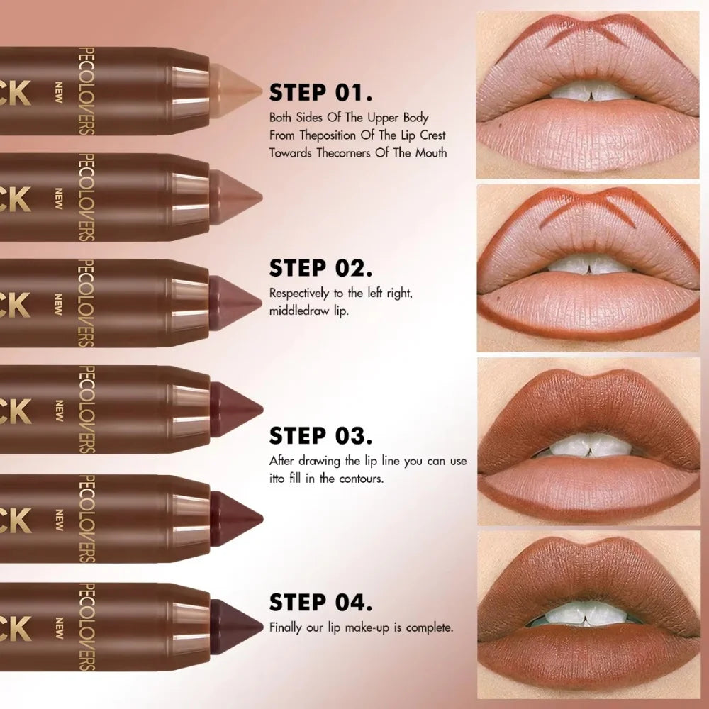 Fine Tip Lip Sexy Brown Red Lipstick Liner Pen Soft Mist Matte Lip Crayon Pencil Lip Contouring Lipliner Outline Tint Cosmetic
