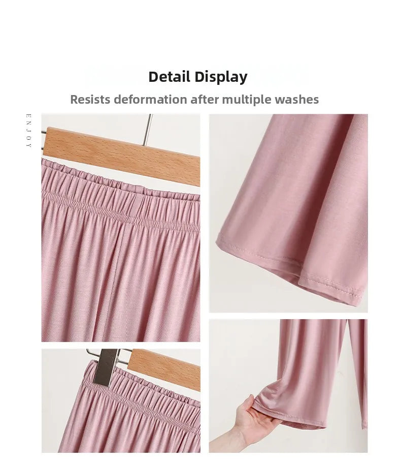 Modal Loose Sporty Summer Sleepwear Women's Casual Pants Straight Leg Wide Leg Big Size Thin Short Shorts Home Comfortable