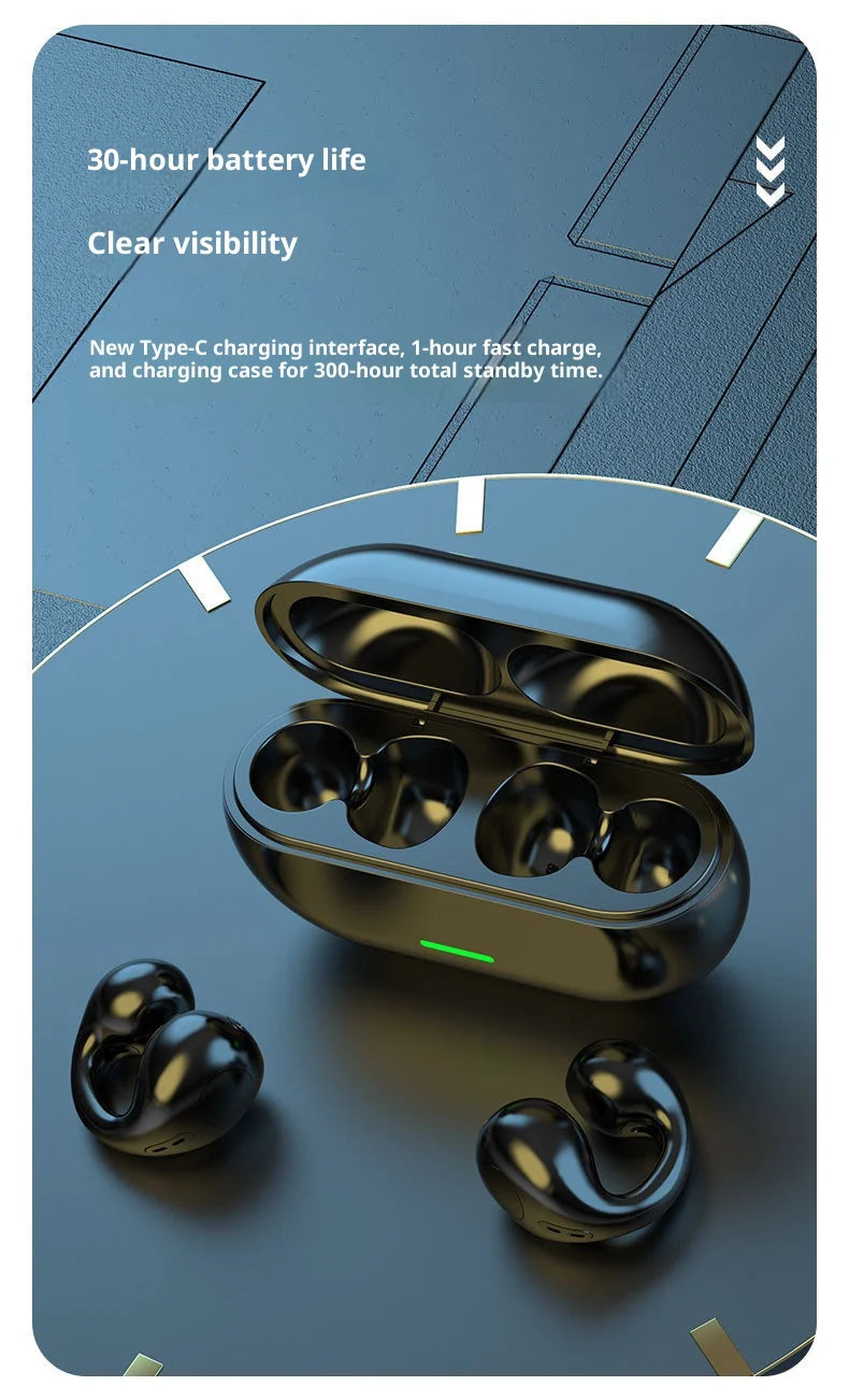 TWS Bluetooth Headset 5.3 Wireless Air Conduction Headphones Clip Ear Music Noise Canceling HD Call Sports For Xiaomi Earphone