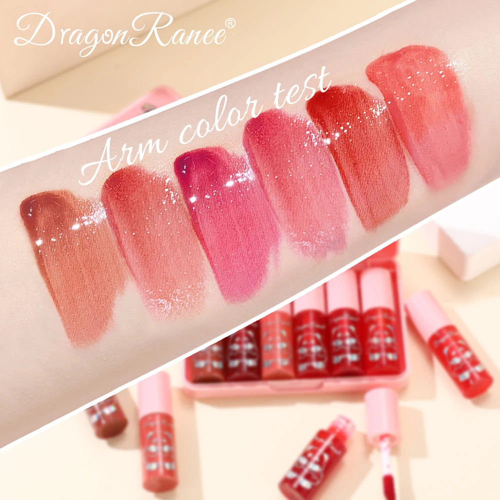 6Pcs/Set Lip Gloss Set Moisturizing and Nourishing Gentle Lipstick Non-Greasy Waterproof Lip Glaze Sweat-Proof Mirror Gloss Lipstick Long-Lasting Lip Glaze Set