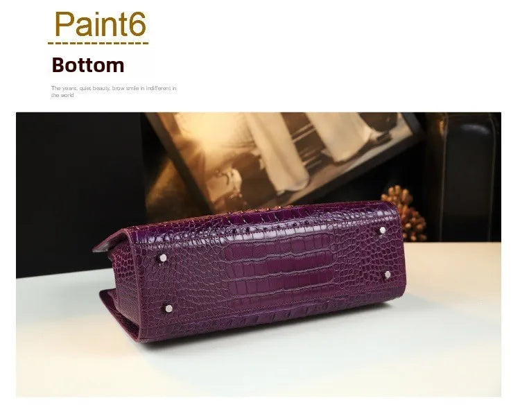 2026 New Ladies Large Tote Business Bag Luxury Leather Crocodile Pattern High Capacity Handbag Single Shoulder Bag for Women